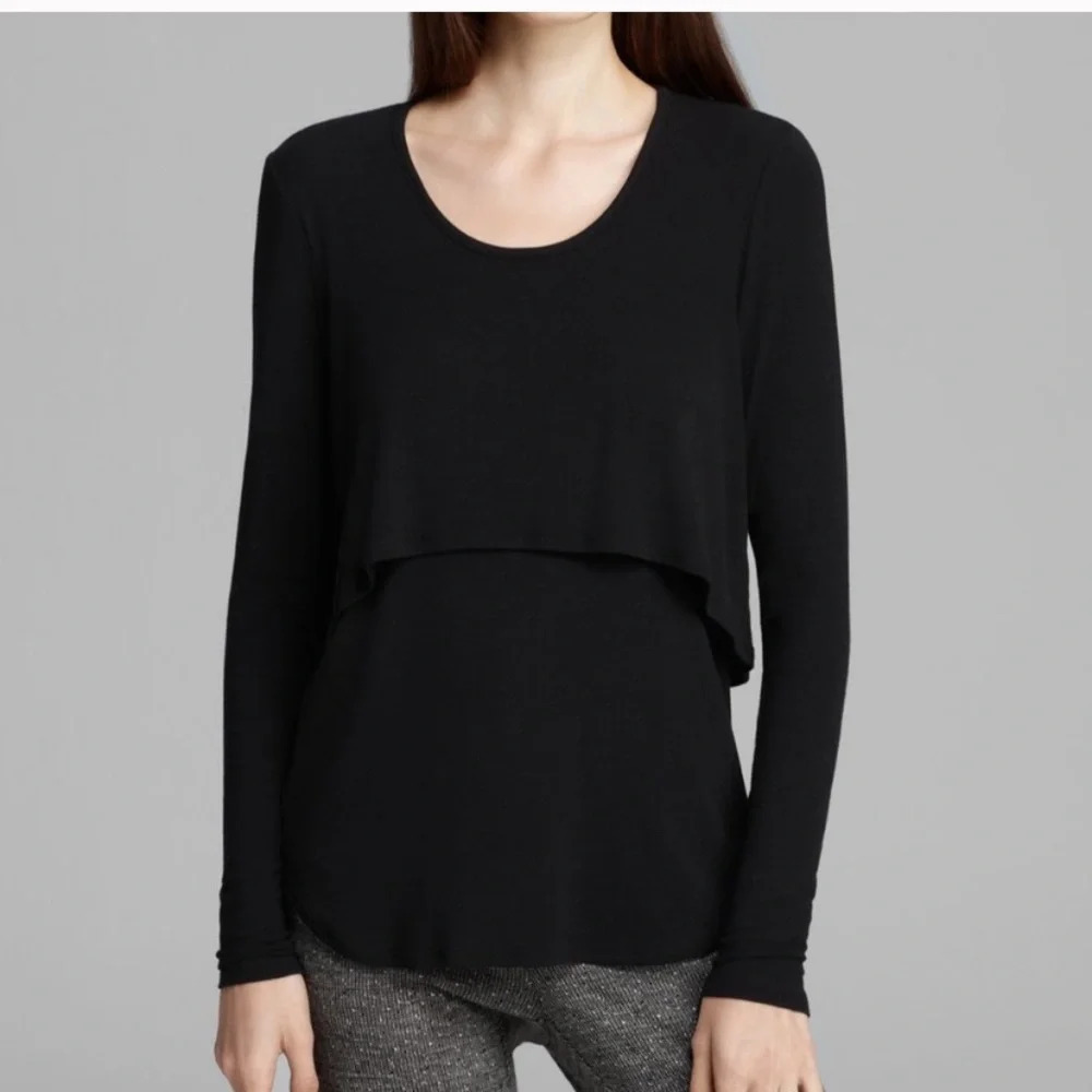 Theory “checak parklyn”long sleeve layered top